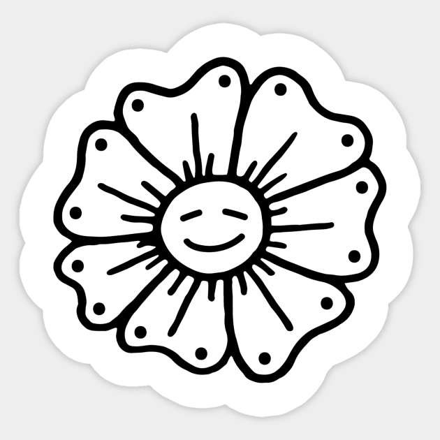 Cute Black And White Flower Doodle Art Sticker by VANDERVISUALS